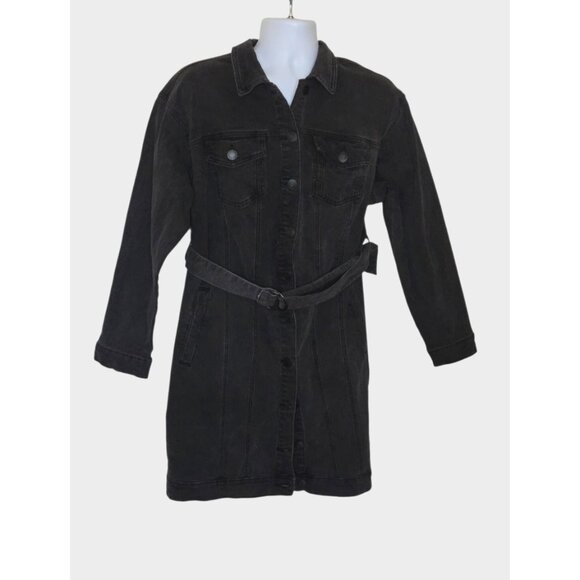 Eloquii long black belted trench coat size 18 - Picture 2 of 6